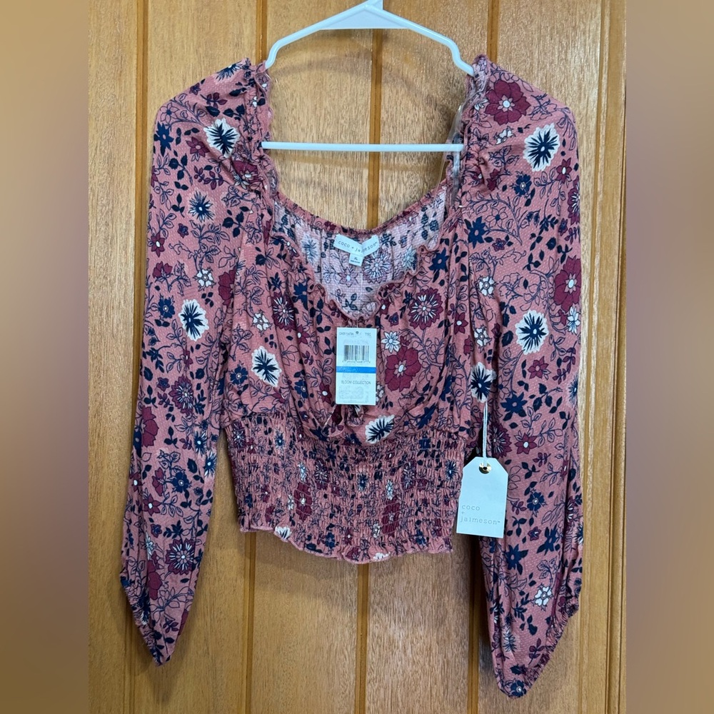 Coco & Jameson Women's Floral Blouse - Mauve pit 20 L 18”